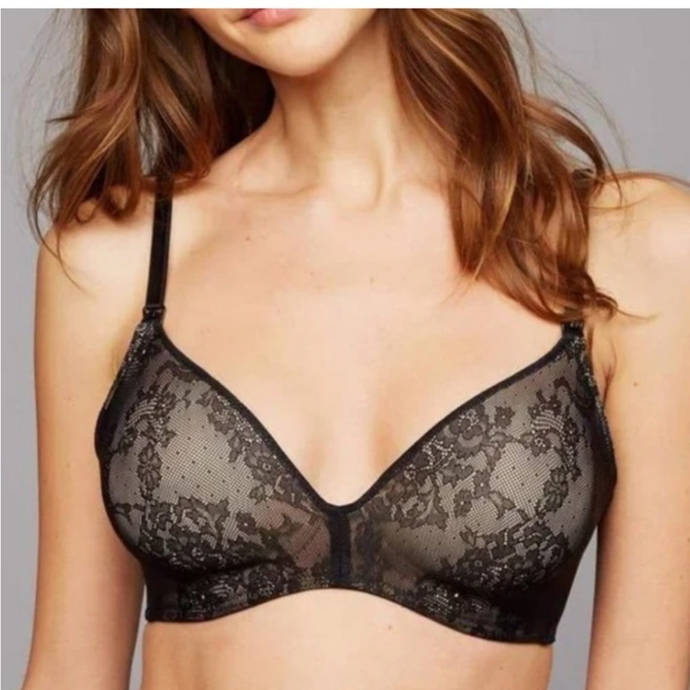 Natori Private Luxuries Maternity Nursing Clip Down Wireless Bra 38DD Black